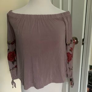 Off the shoulder long sleeve top